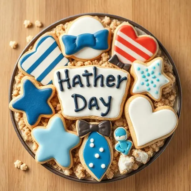 Crumbl LTOs June 2025 Cakes and Desserts: Your Ultimate Guide to This Month's Sweet Temptations 3 "Father's Day-themed Crumbl cookie arrangement featuring assorted cookies on a rustic wooden surface, surrounded by festive props like a 'Best Dad Ever' card, necktie, and blue ribbon, creating a warm celebratory display."