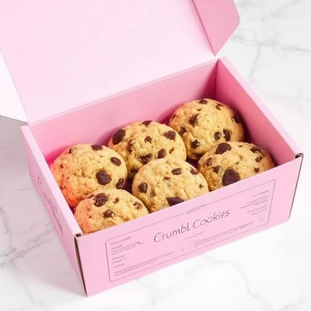 Crumbl Cookies Allergen Menu, pink box for allergy-safe indulgence.