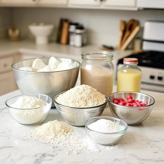 “Crumbl Pink Sugar Cookie ingredients on a kitchen counter”