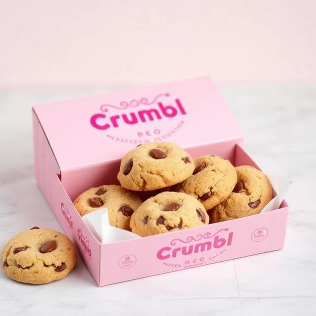 Crumbl Cookies in signature pink packaging