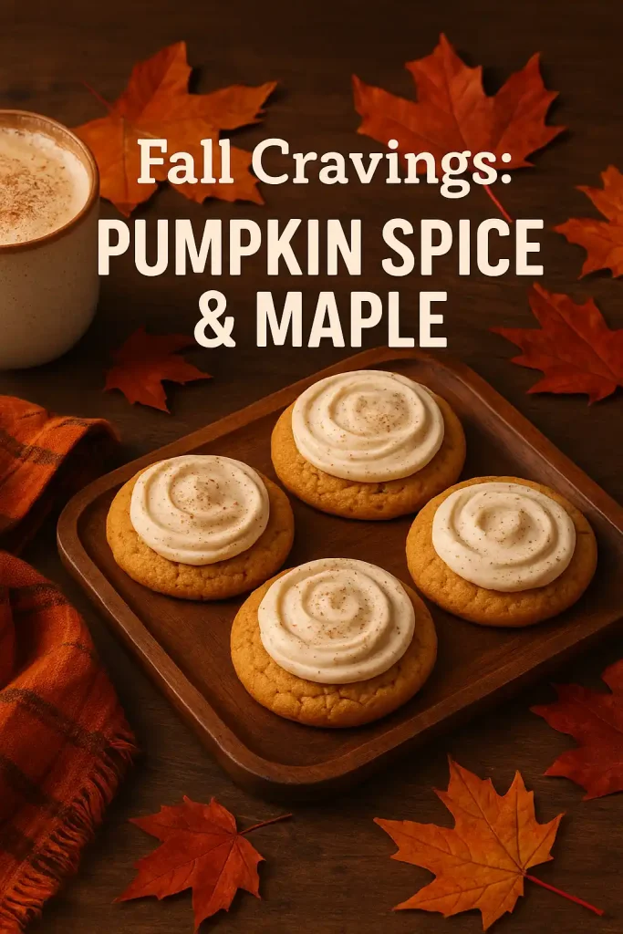 Crumbl’s Seasonal Cookies You Can’t Miss This Year 1 Crumbl pumpkin spice and maple cookies styled with fall leaves and warm drinks.