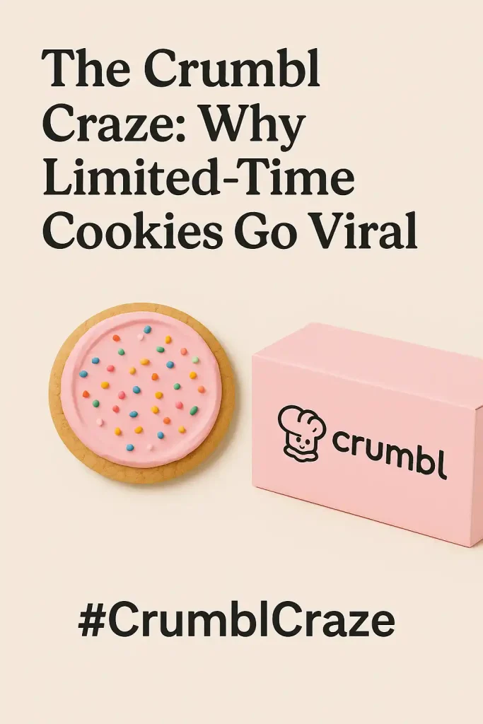 The Secret Behind Crumbls Rotating Menu System: Why American Cookie Lovers Can't Get Enough 5 Viral Crumbl cookie photo setup with a pink box, trending cookie flavor, and sparkly background.