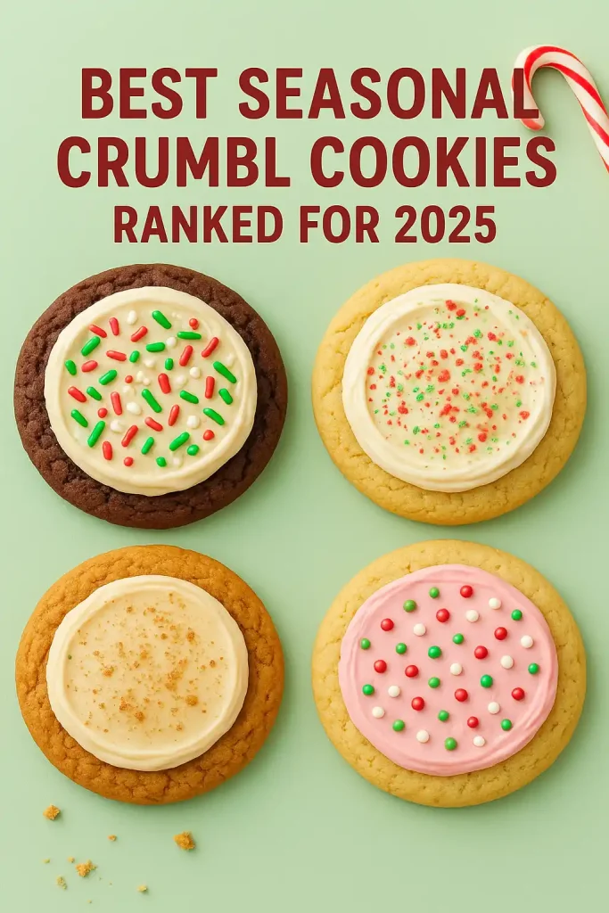 Limited Edition Crumbl Cookies Ranked by Popularity in 2025 2 Seasonal Crumbl cookies with holiday decorations and colorful toppings.