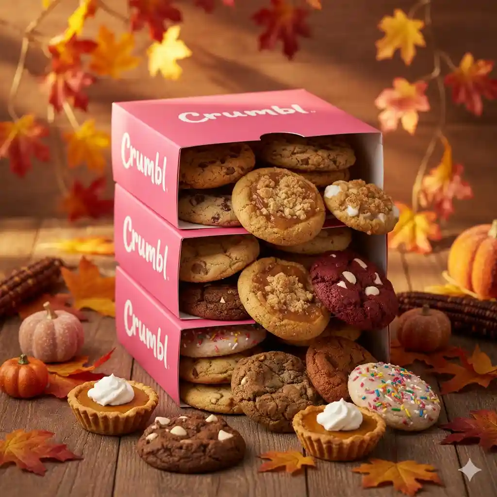 Crumbl Cookie November Spoilers 2025: Your Ultimate Guide to the Sweetest Lineup 1 Crumbl Cookie November 2025 pink boxes stacked with fresh flavors like Dubai Chocolate Cheesecake and Caramel Apple.
